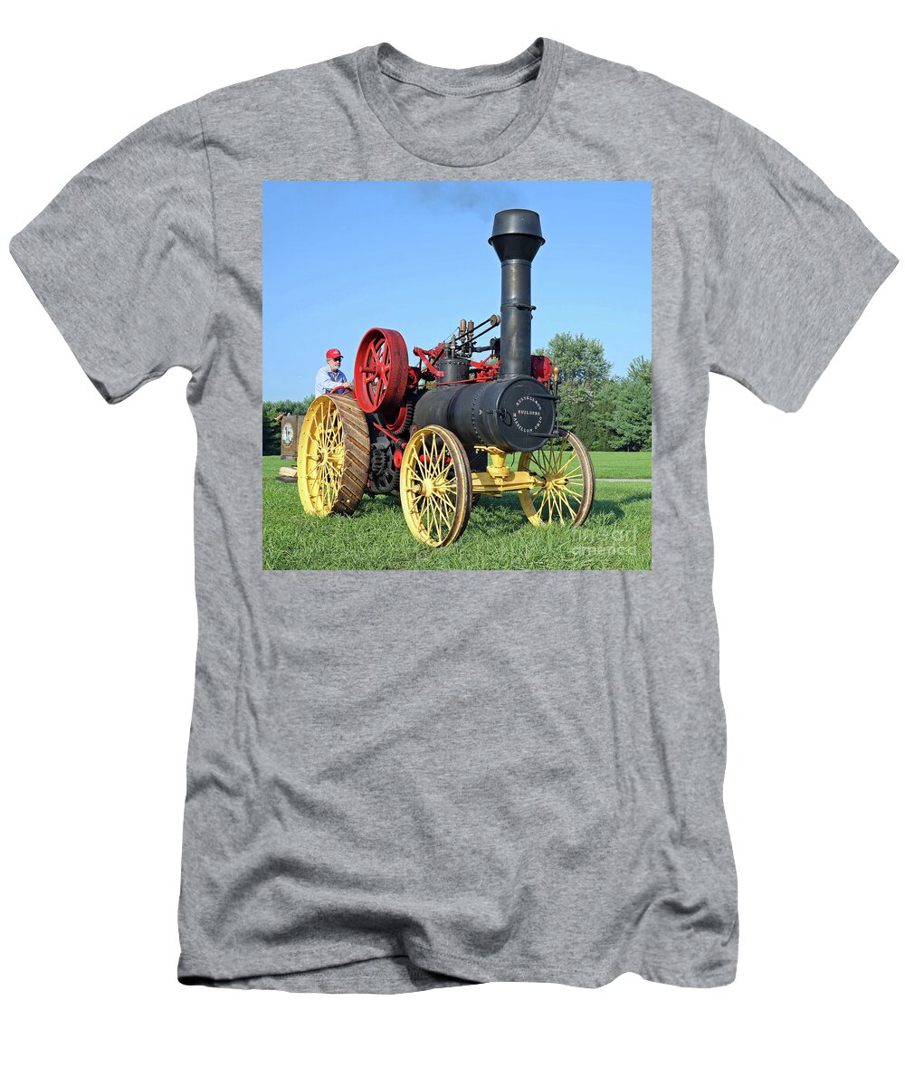 Tractor T-Shirt featuring the photograph 1889 Russell Steam Tractor by Steve Gass