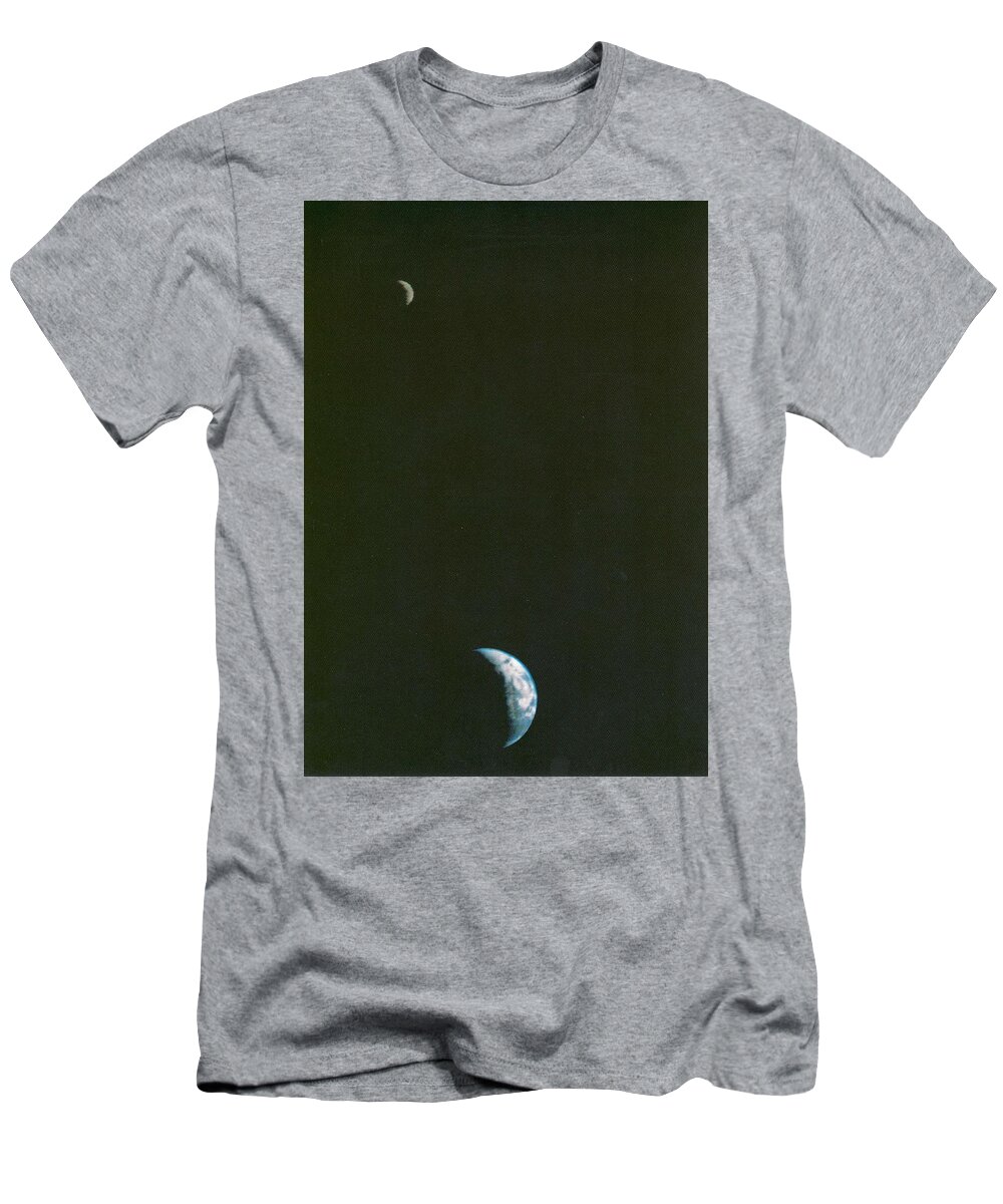 Moon T-Shirt featuring the painting First Picture of the Earth and Moon in a Single Frame, nasa #2 by Celestial Images