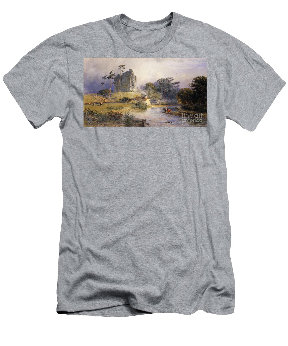 Animal T-Shirt featuring the painting Thirlwall Castle, Northumberland by Henry George Hine