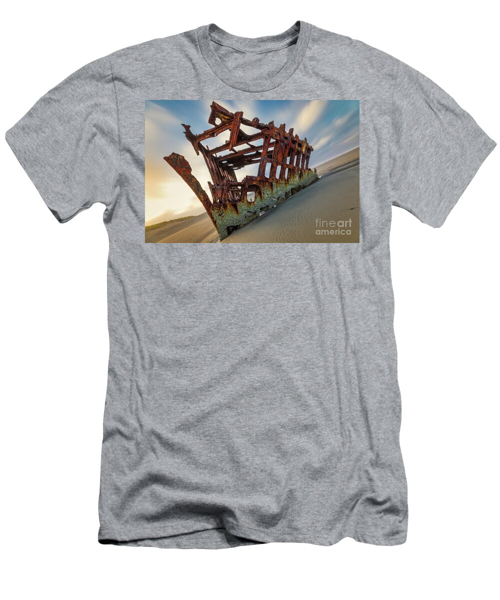 Shipwreck T-Shirt featuring the photograph Wreck Of The Peter Iredale by Doug Sturgess