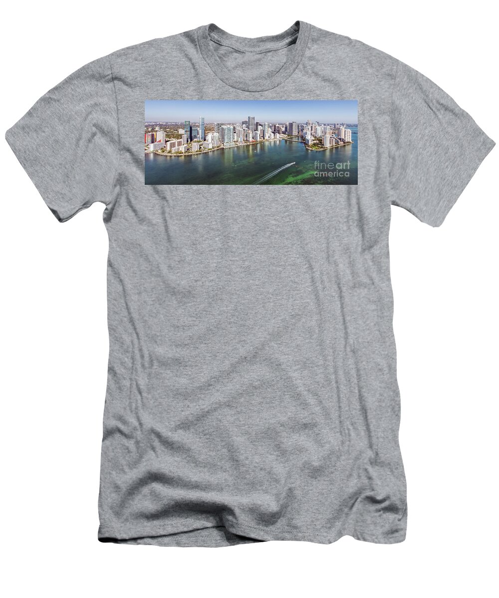 Miami T-Shirt featuring the photograph Miami Florida Cityscape Aerial Photo #6 by David Oppenheimer