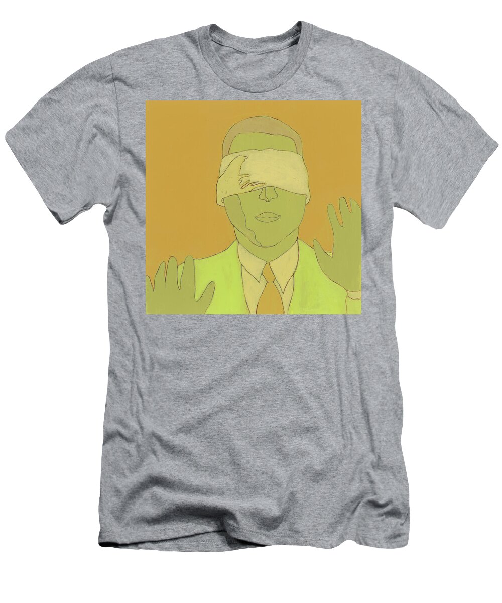 Adult T-Shirt featuring the drawing Blindfolded Man #6 by CSA Images