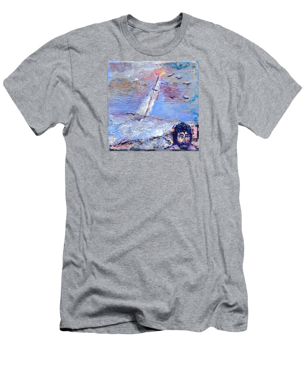 Square T-Shirt featuring the painting A Break from the Storm No.2 by Zsanan Studio