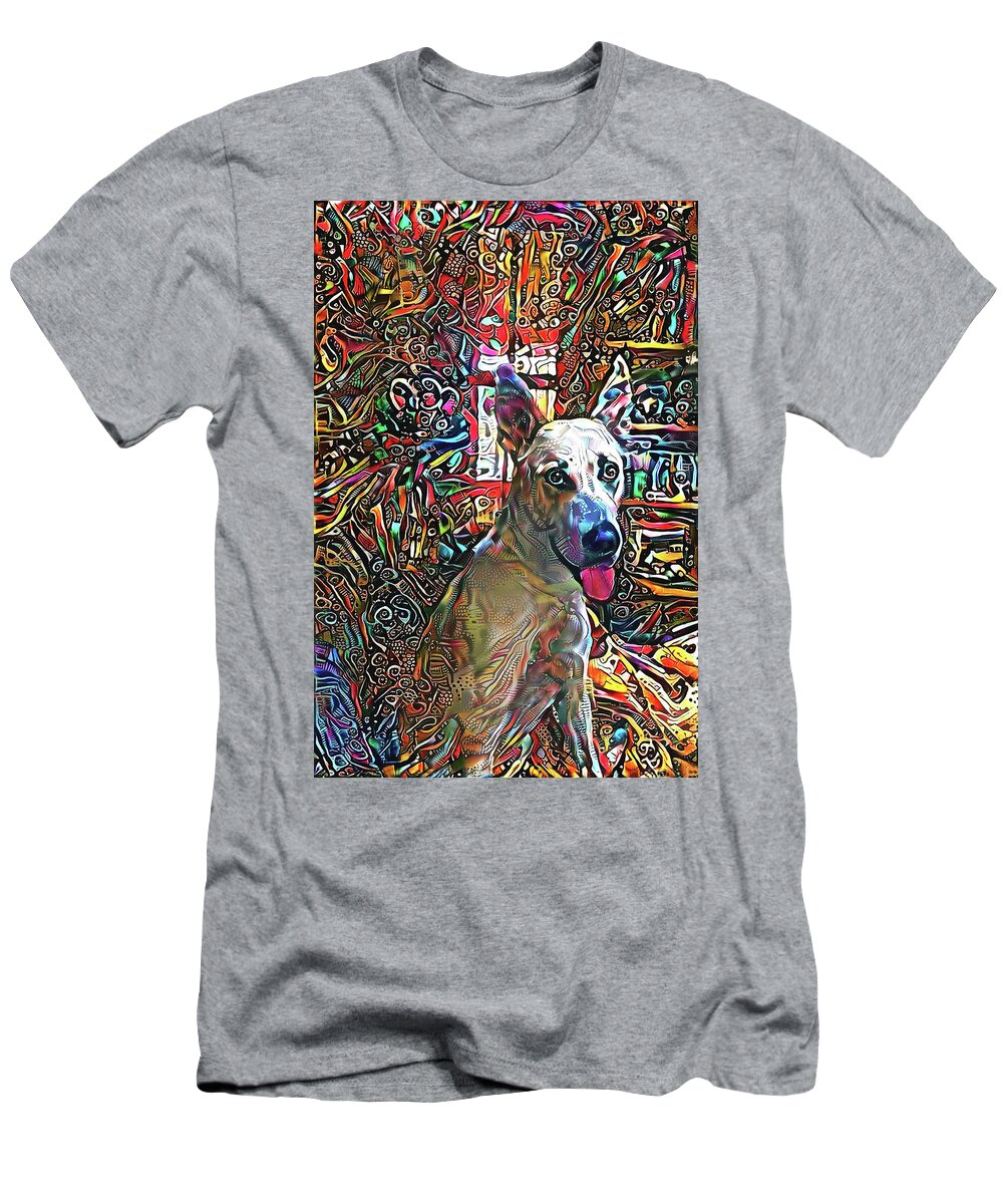 Mixed Breed T-Shirt featuring the digital art A Dog Named Moe by Peggy Collins