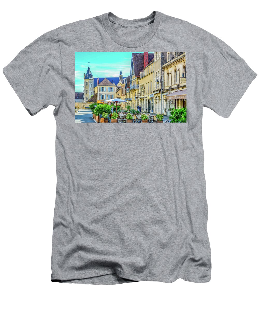 Cafes T-Shirt featuring the photograph A Glimpse of Charming Chartres, France by Marcy Wielfaert