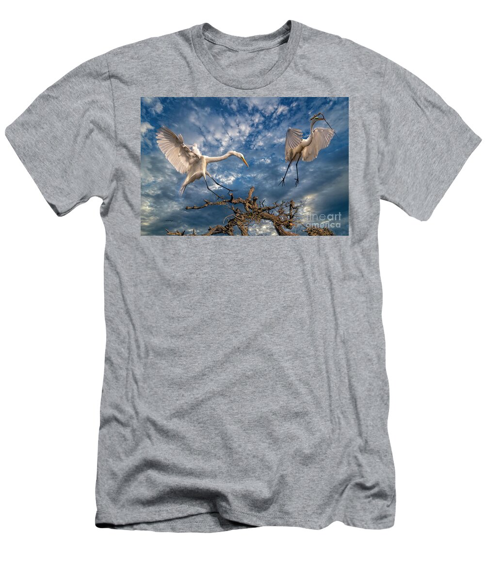 Egrets T-Shirt featuring the photograph A Magnificent View of Nature by DB Hayes