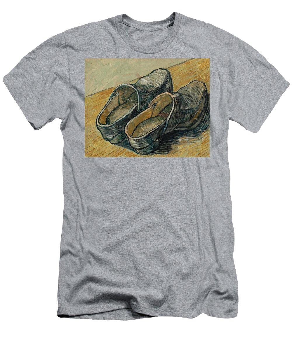 Oil On Canvas T-Shirt featuring the painting A Pair of Leather Clogs. by Vincent van Gogh -1853-1890-