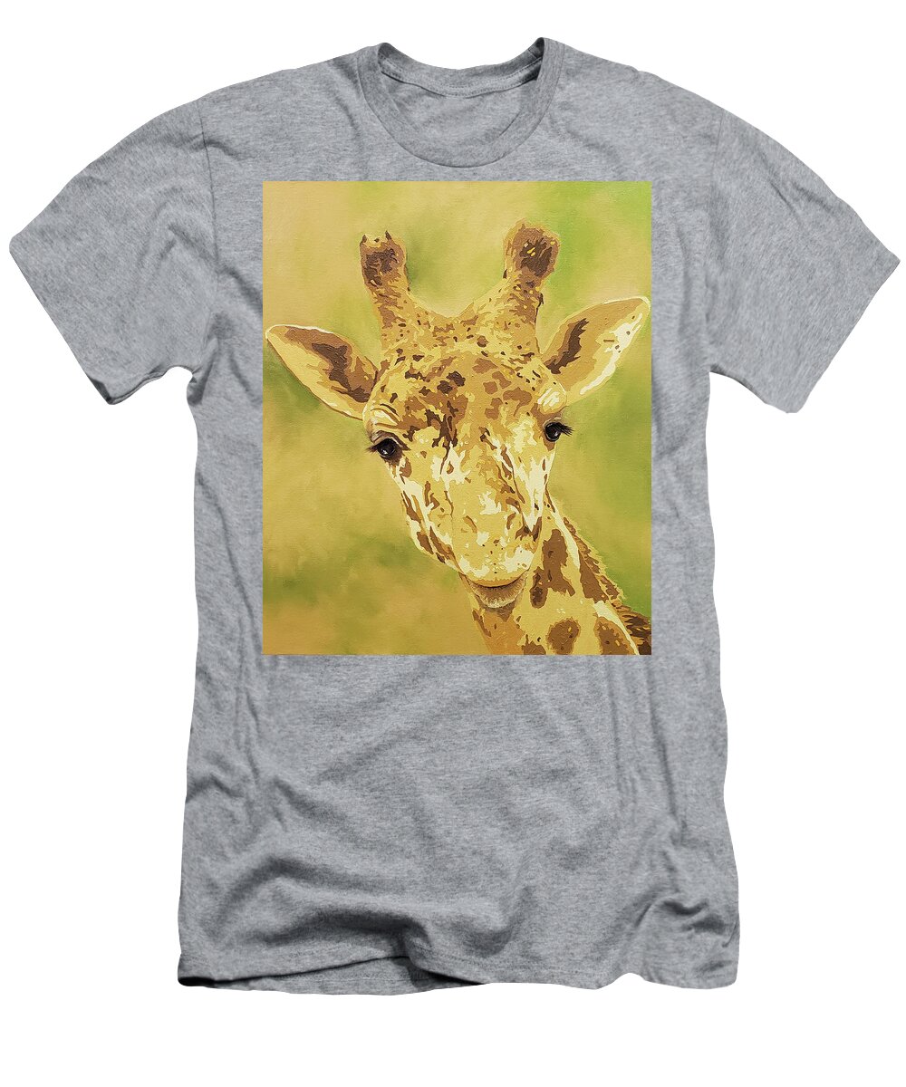 Giraffe T-Shirt featuring the painting Abeke by Cheryl Bowman