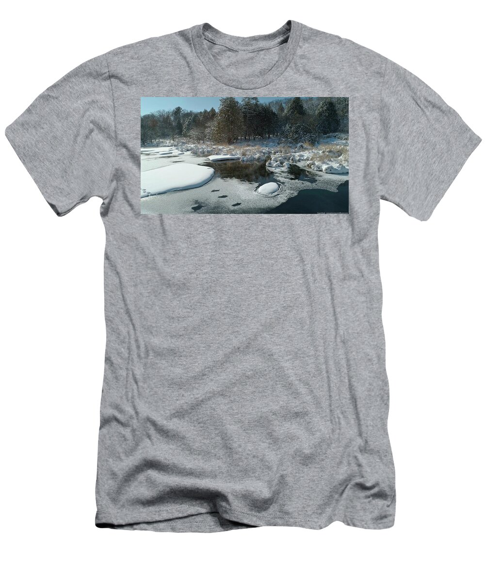 St. Croix River T-Shirt featuring the photograph Above Nearly Frozen Pond by Greg Schulz Pictures Over Stillwater