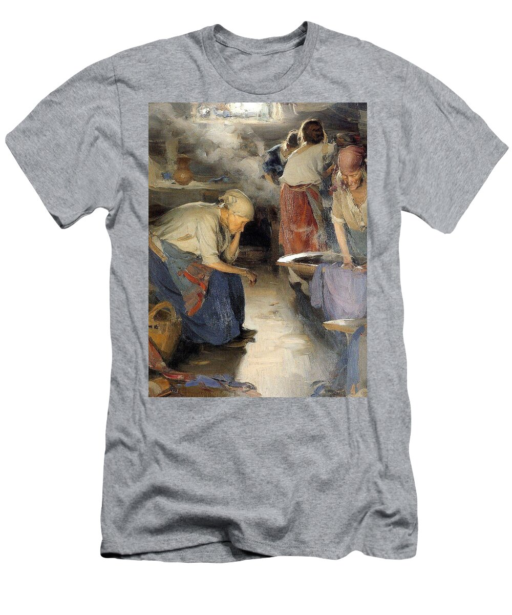 Washer T-Shirt featuring the painting Abram Efimovich Arkhipov - The Washer Women 1899 by Celestial Images