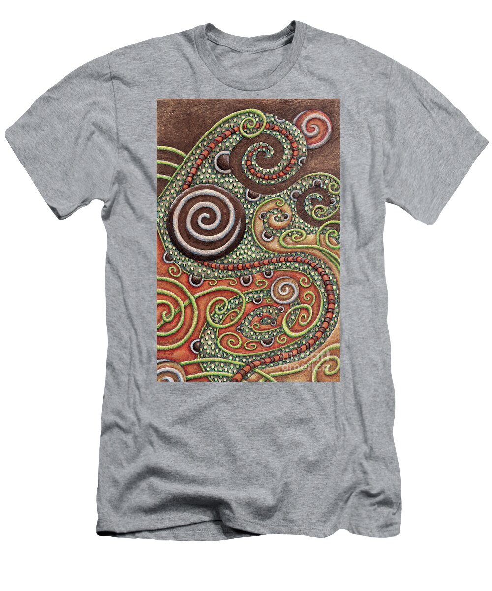 Whimsical T-Shirt featuring the painting Abstract Spiral 10 by Amy E Fraser