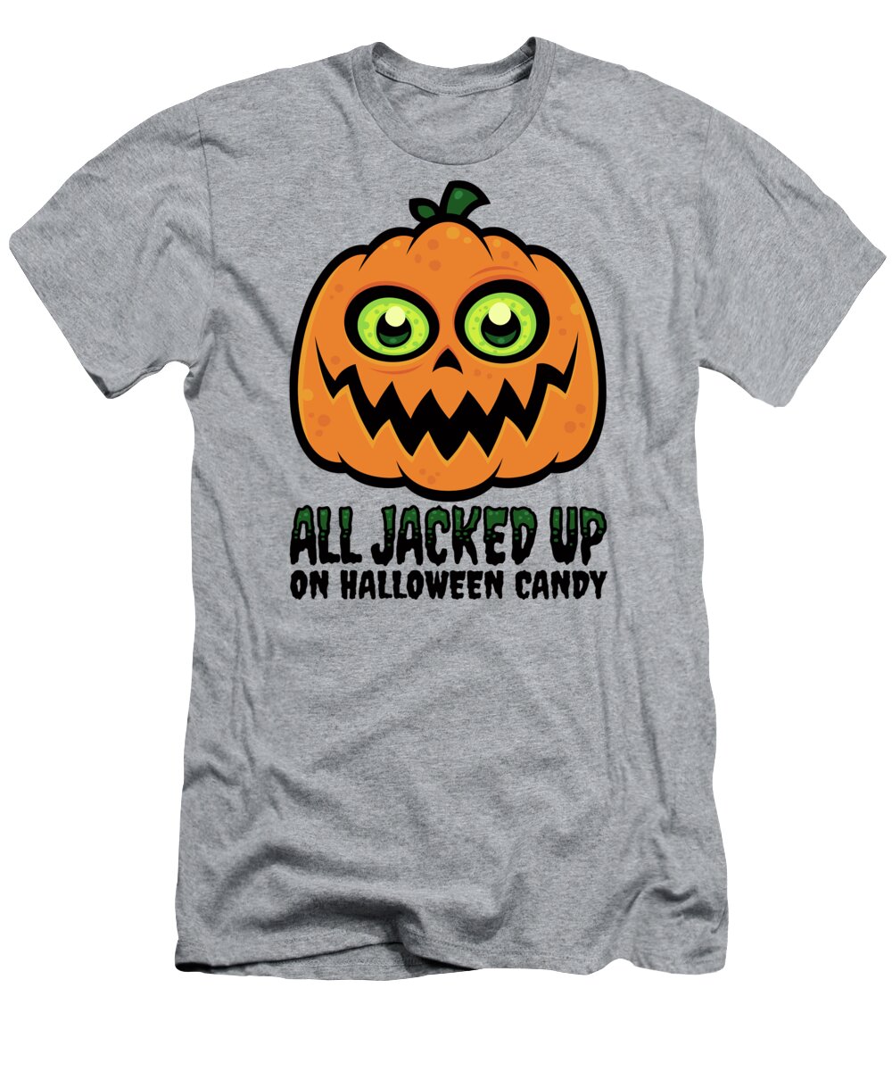 Cartoon T-Shirt featuring the digital art All Jacked Up on Halloween Candy Jack-O'-Lantern by John Schwegel