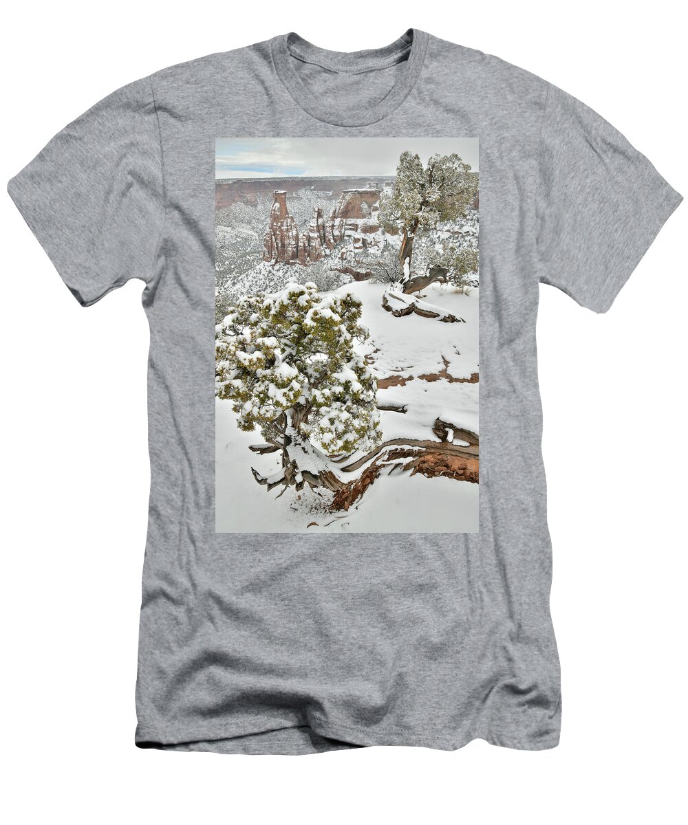 Colorado National Monument T-Shirt featuring the photograph Along Rim Rock Drive in Colorado National Monument by Ray Mathis