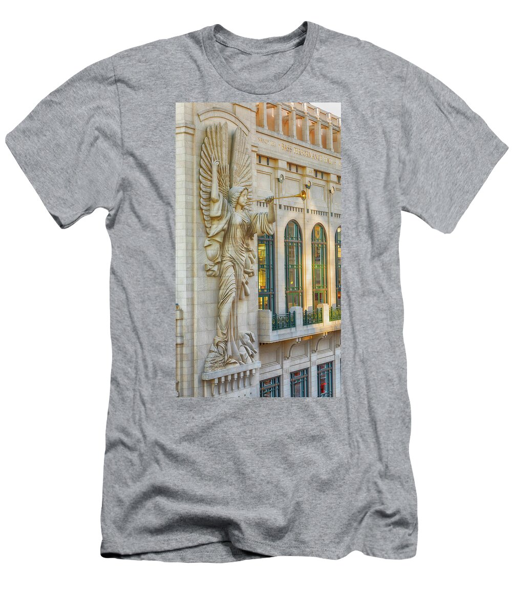 Fort Worth T-Shirt featuring the photograph Angelic Herald - Bass Hall #3 by Stephen Stookey