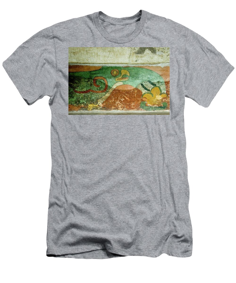 America T-Shirt featuring the painting Archeological site of Teotihuacan -100BC-AD700-. Mural painting in the Temple of Feathered Snails. by Album