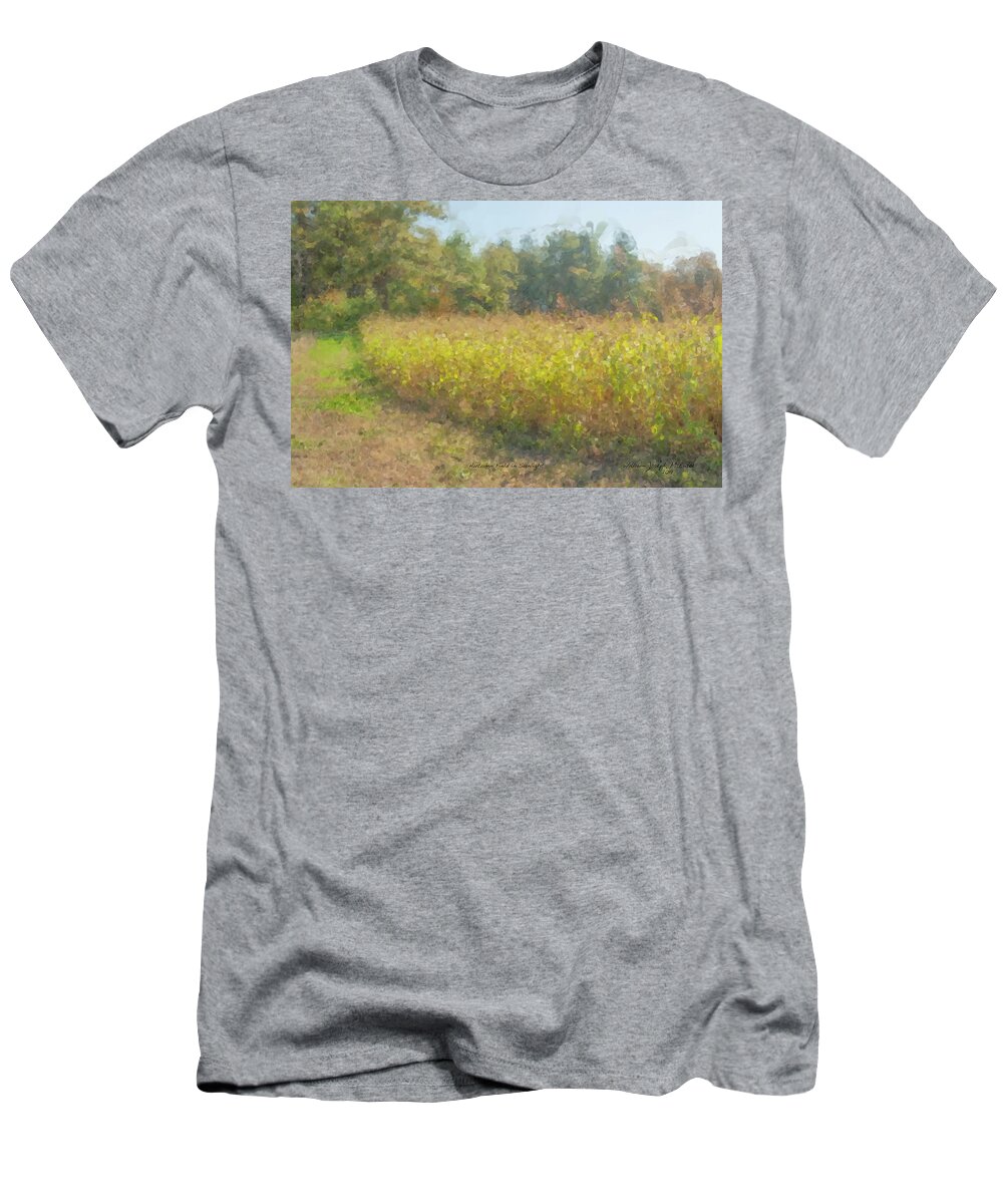 Autumn T-Shirt featuring the painting Autumn Field in Sunlight by Bill McEntee