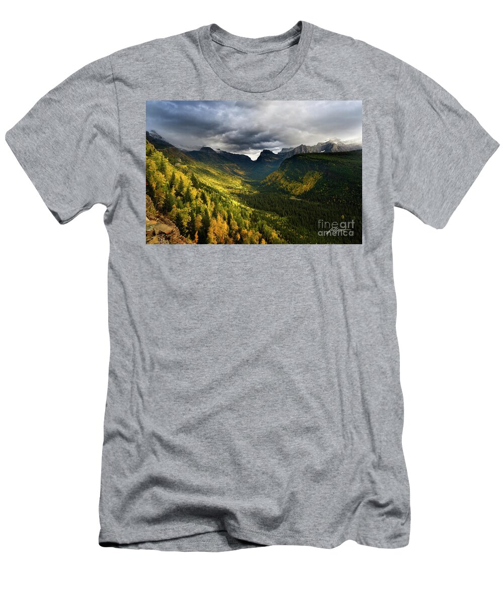Glacier National Park T-Shirt featuring the photograph Autumn Storm by Bon and Jim Fillpot