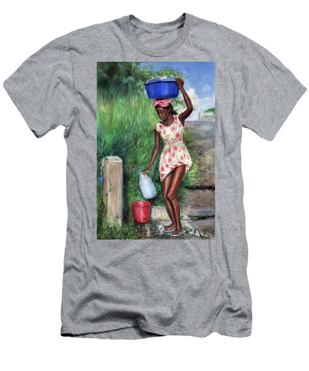 Caribbean Art T-Shirt featuring the painting Avon at Standpipe by Jonathan Gladding