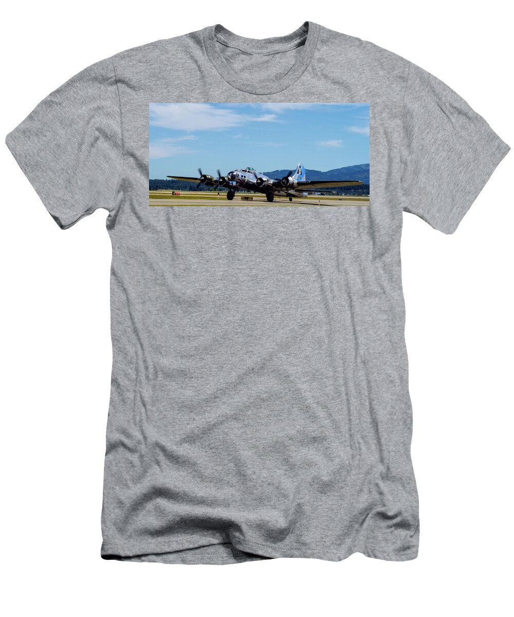 Airplane T-Shirt featuring the photograph B-17 Heavy bomber  19 by Mike Wheeler