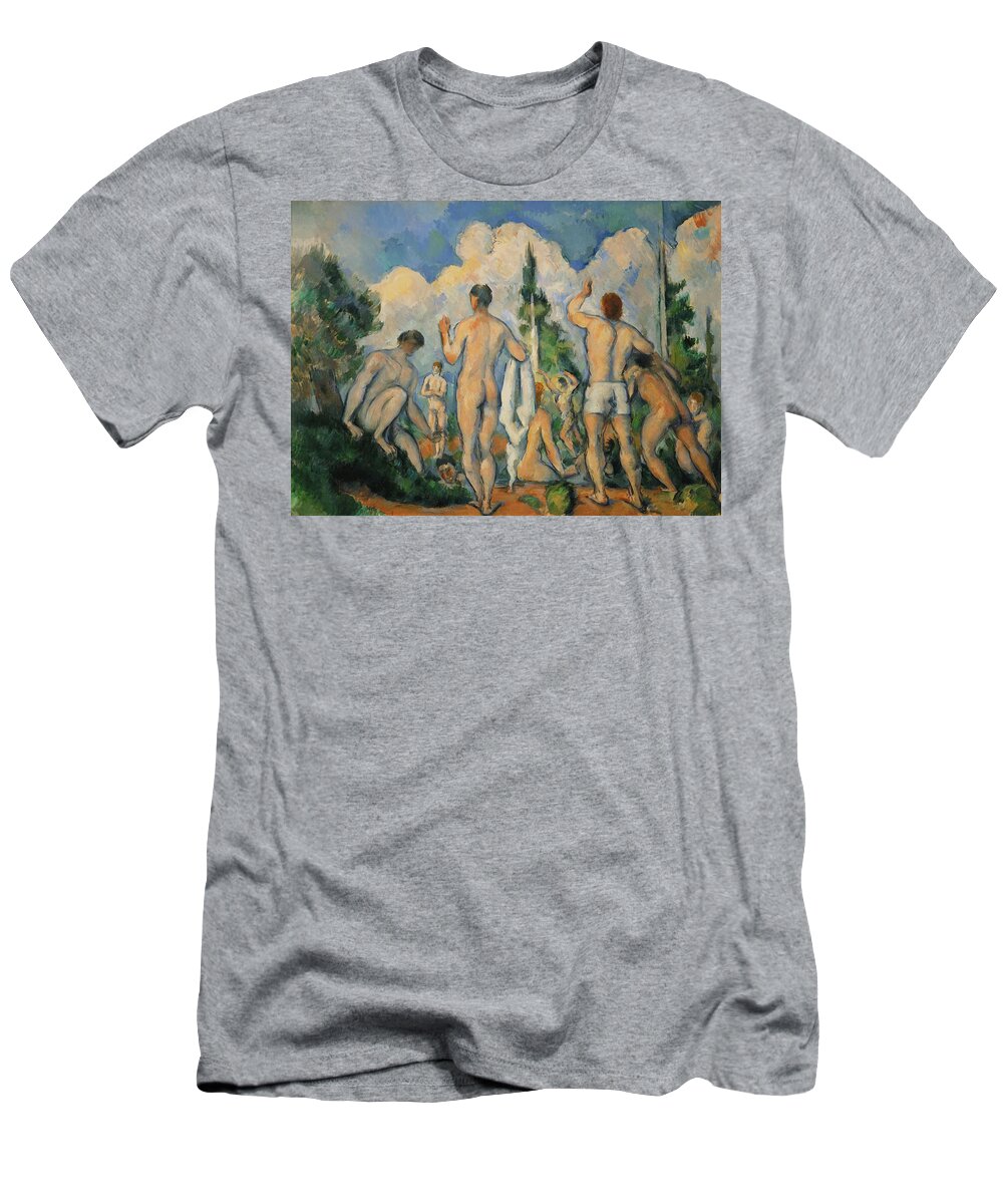Paul Cezanne T-Shirt featuring the painting Baigneurs -the bathers-. Oil on canvas -1890-1892- 60 x 82 cm R. F. 1965-3. by Paul Cezanne -1839-1906-