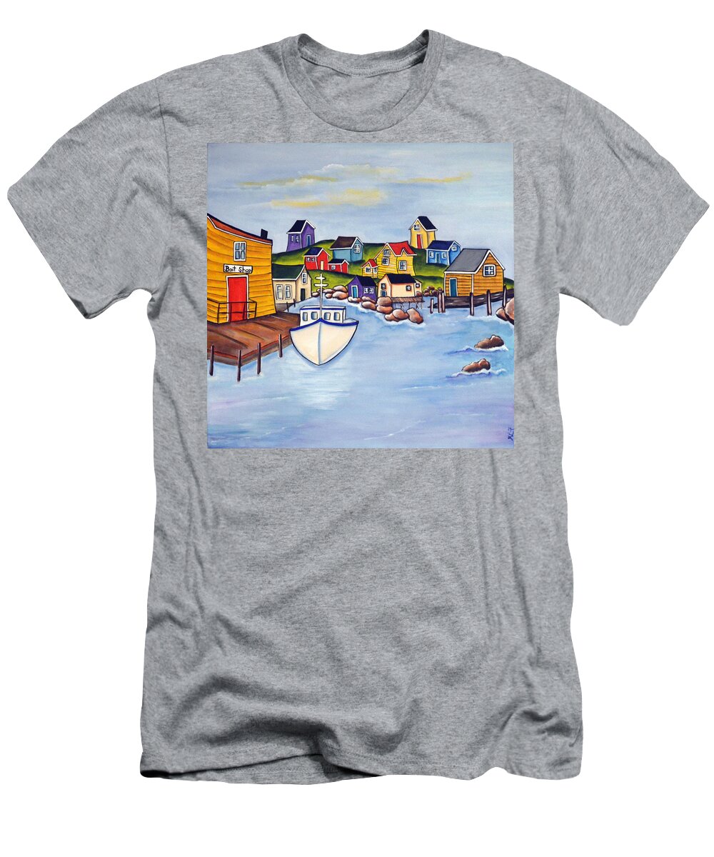 Abstracted T-Shirt featuring the painting Bait Shop by Heather Lovat-Fraser