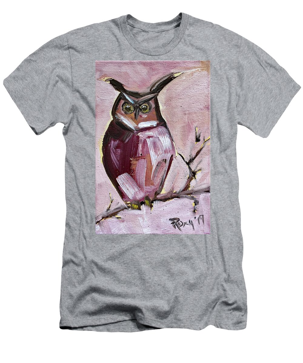 Owl T-Shirt featuring the painting Barn Owl by Roxy Rich