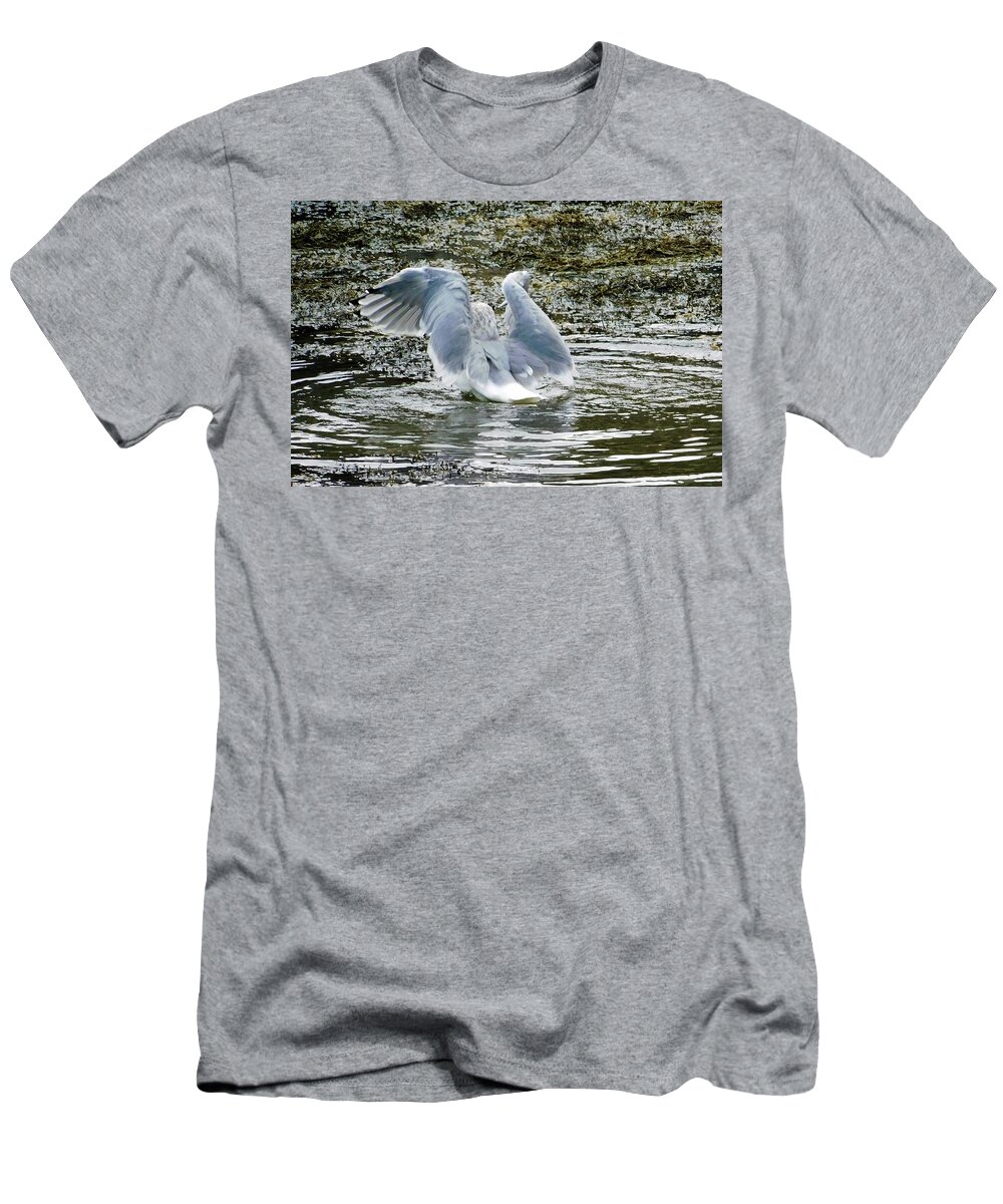 Bird T-Shirt featuring the photograph - Bath time by THERESA Nye