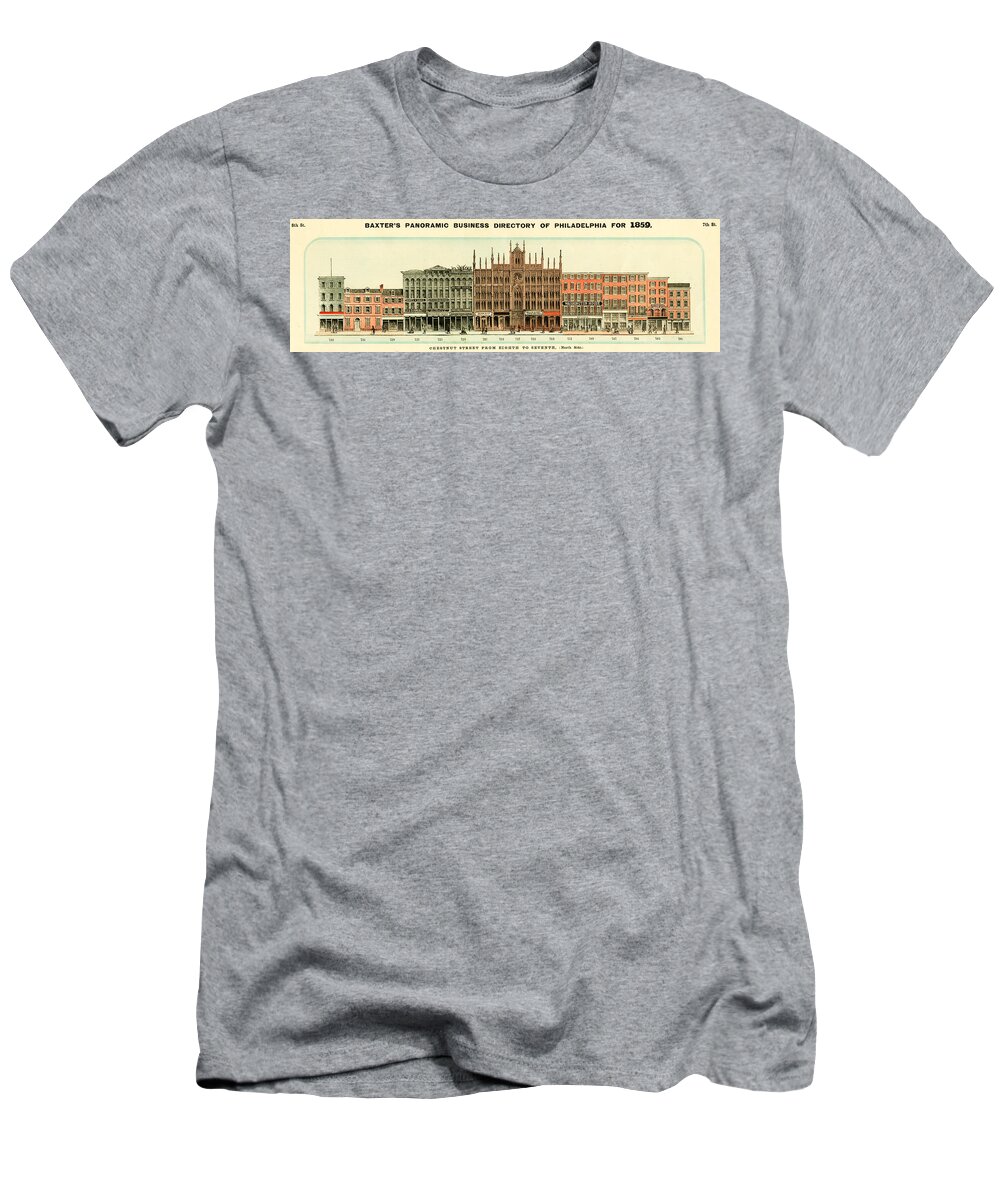 Philadelphia T-Shirt featuring the mixed media Baxter's Panoramic Business Directory by Dewitt Clinton Baxter