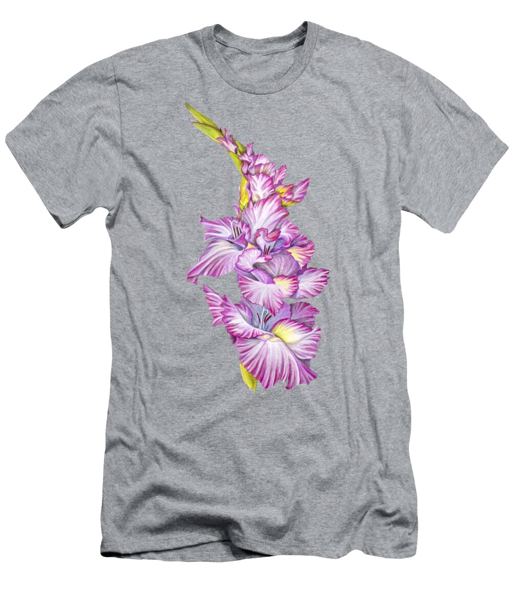 Gladiola T-Shirt featuring the drawing Be Glad by Nancy Cupp