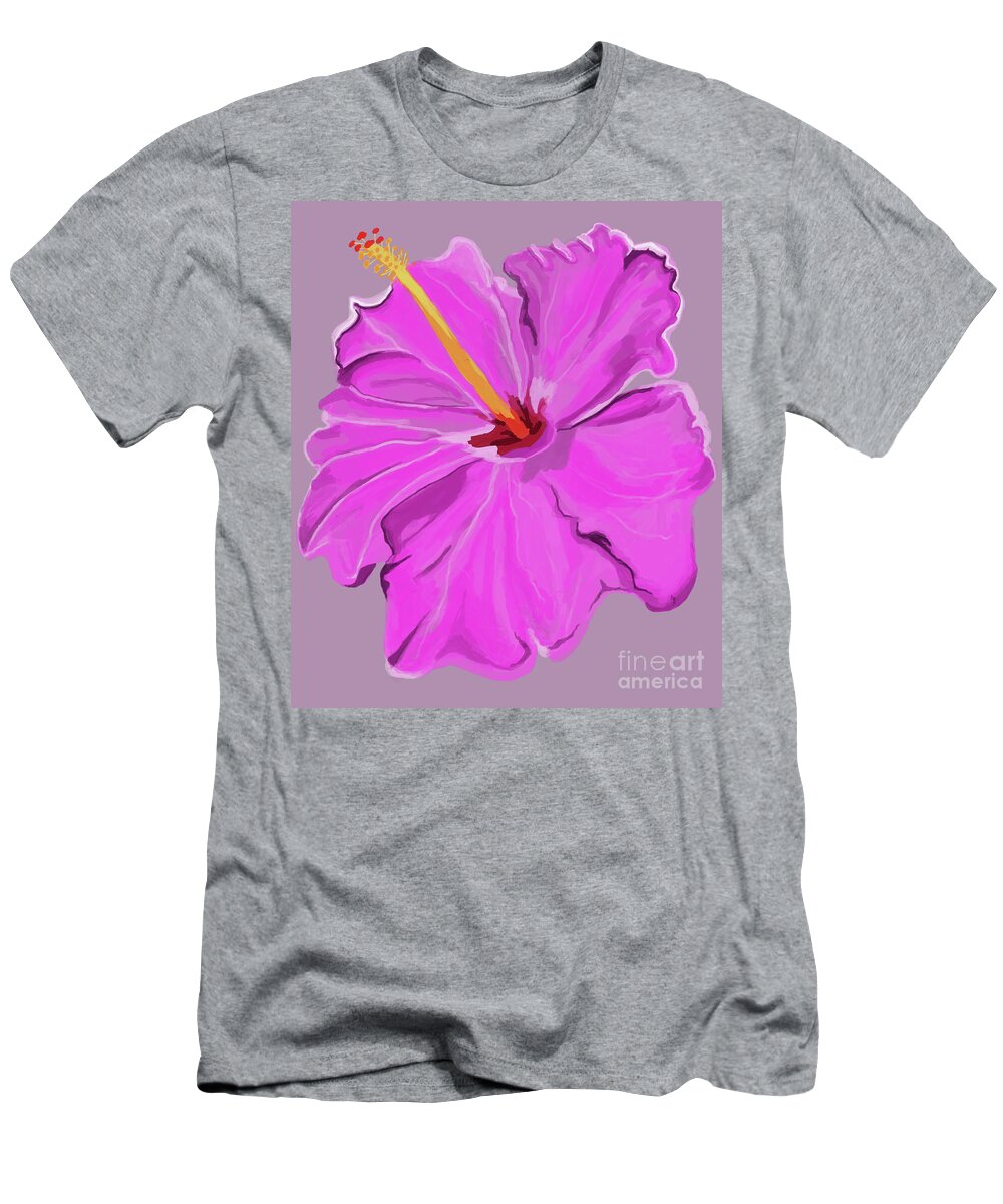 Beautiful Pink Hibiscus T-Shirt featuring the digital art Beautiful Pink Hibiscus by Annette M Stevenson