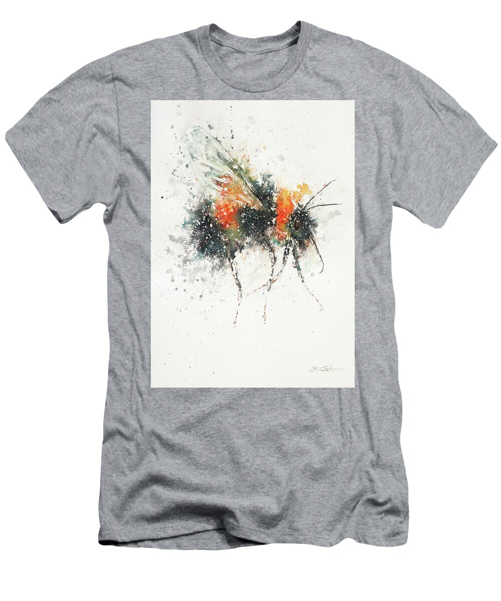Bee T-Shirt featuring the painting Bee Study by John Silver
