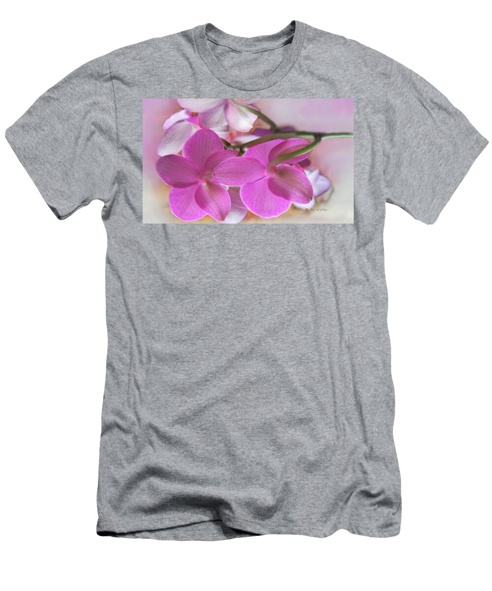 Flower T-Shirt featuring the photograph Behind the Orchid by Bonnie Willis
