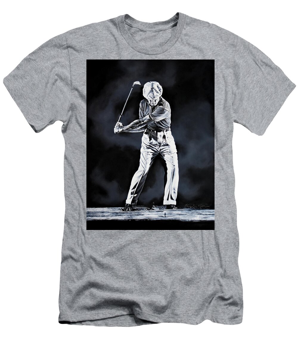 Golf T-Shirt featuring the painting Ben Hogan Swing 2 by Hanne Lore Koehler