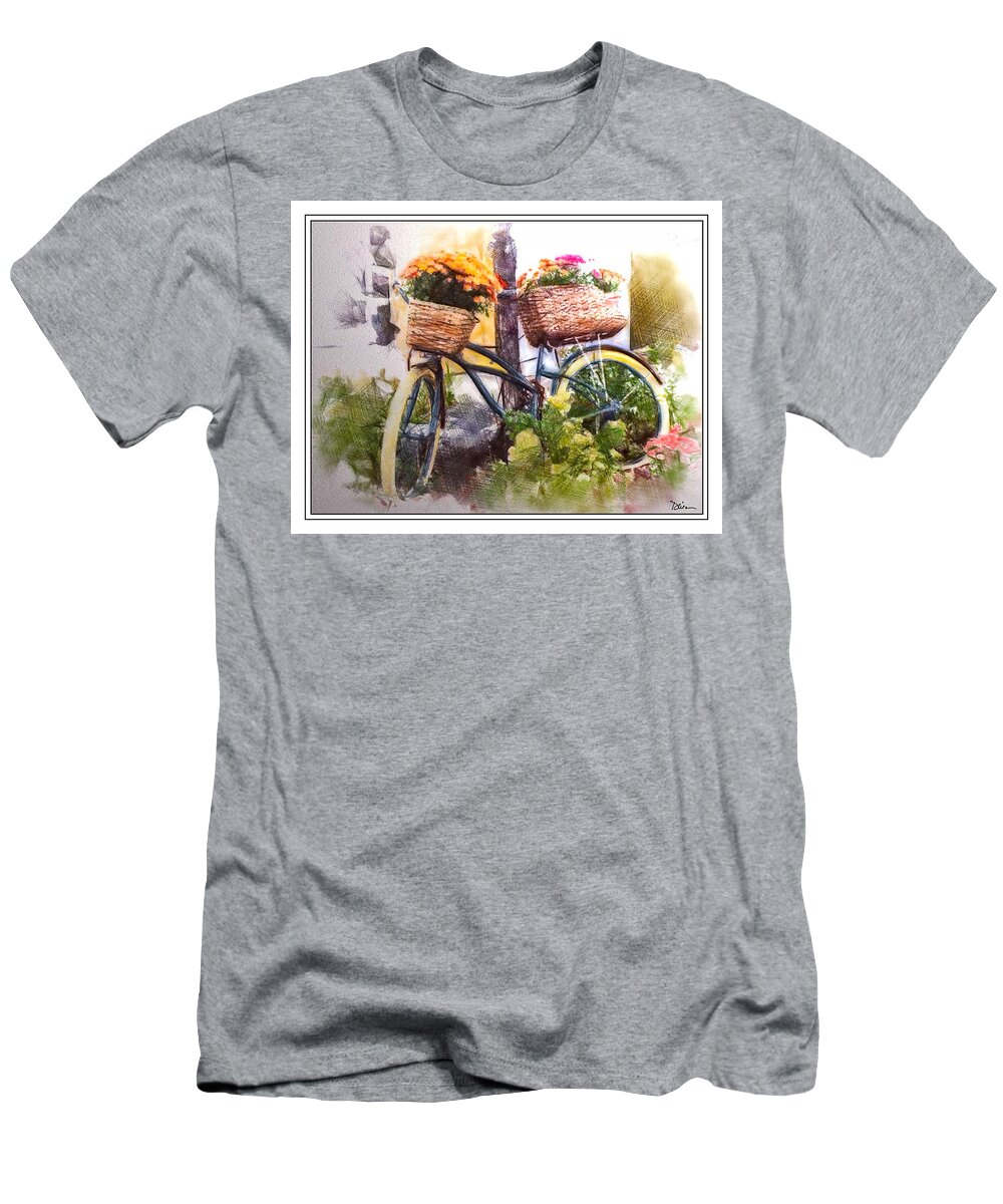 Bike T-Shirt featuring the photograph Bicycles and Bouquets by Peggy Dietz