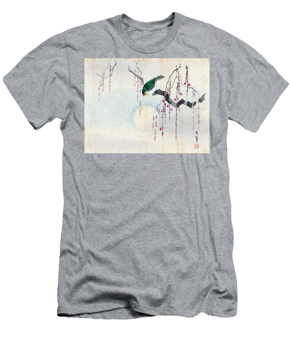 Hotei T-Shirt featuring the painting Bird and Moon by Hotei