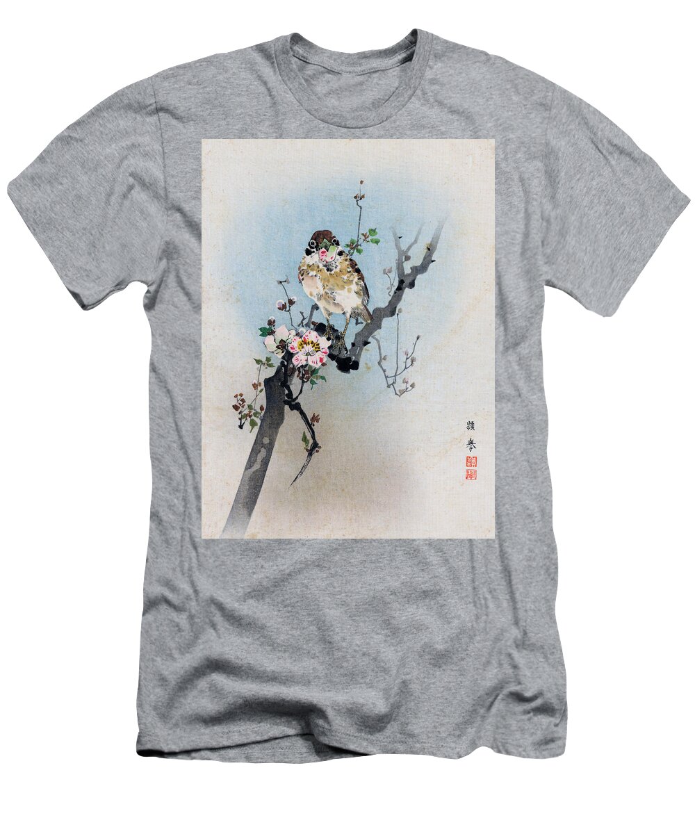 Rioko T-Shirt featuring the painting Bird and Petal by Rioko