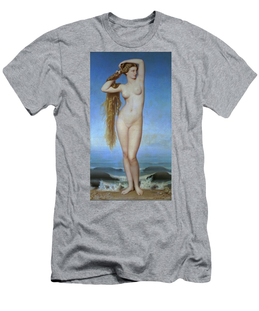 Aphrodite T-Shirt featuring the painting Birth of Venus. Canvas,210 x 73,2cm. EUGENE EMMANUEL AMAURY DUVAL . by Eugene Emmanuel Amaury Duval