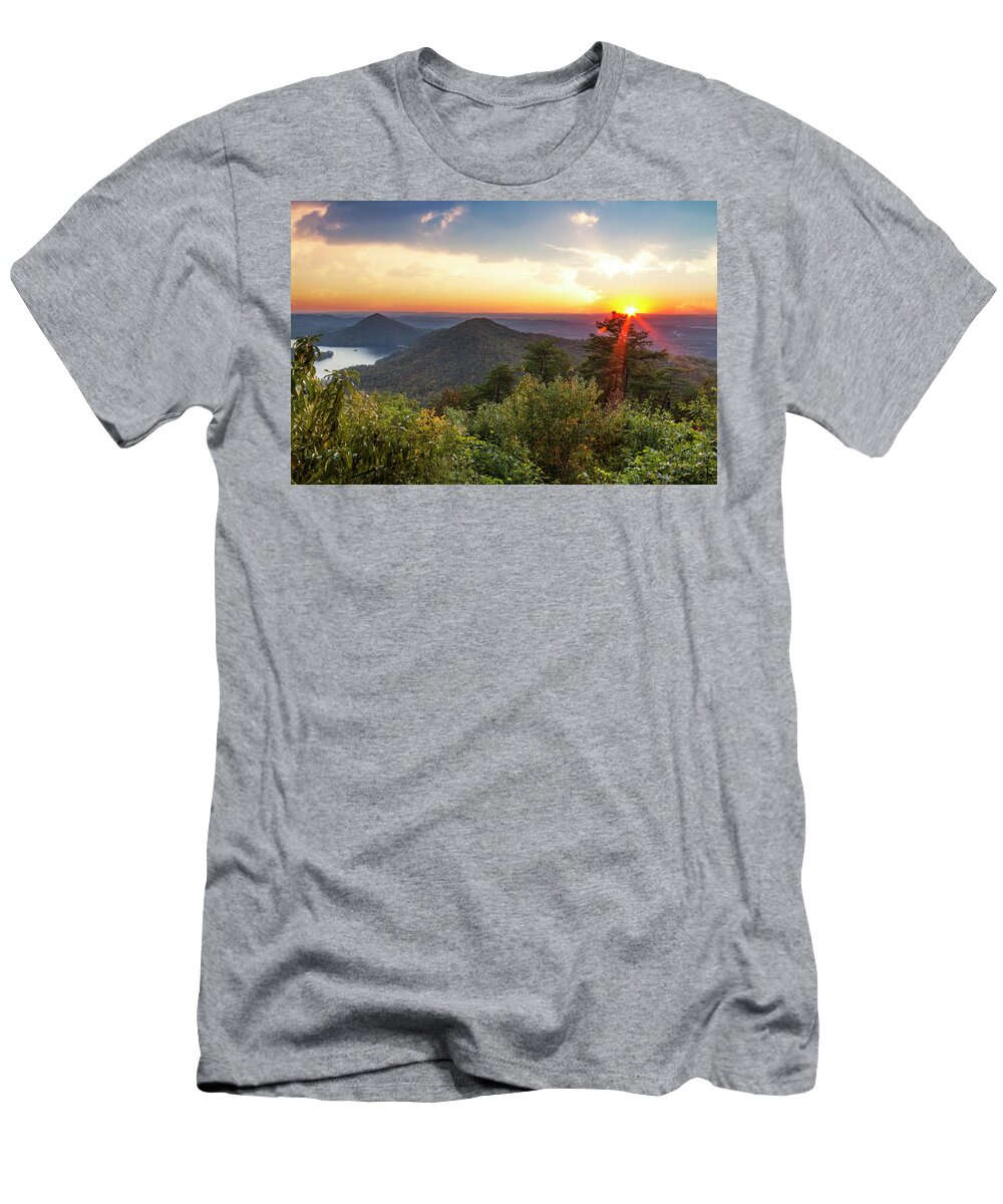 Benton T-Shirt featuring the photograph Blue Ridge Overlook by Debra and Dave Vanderlaan