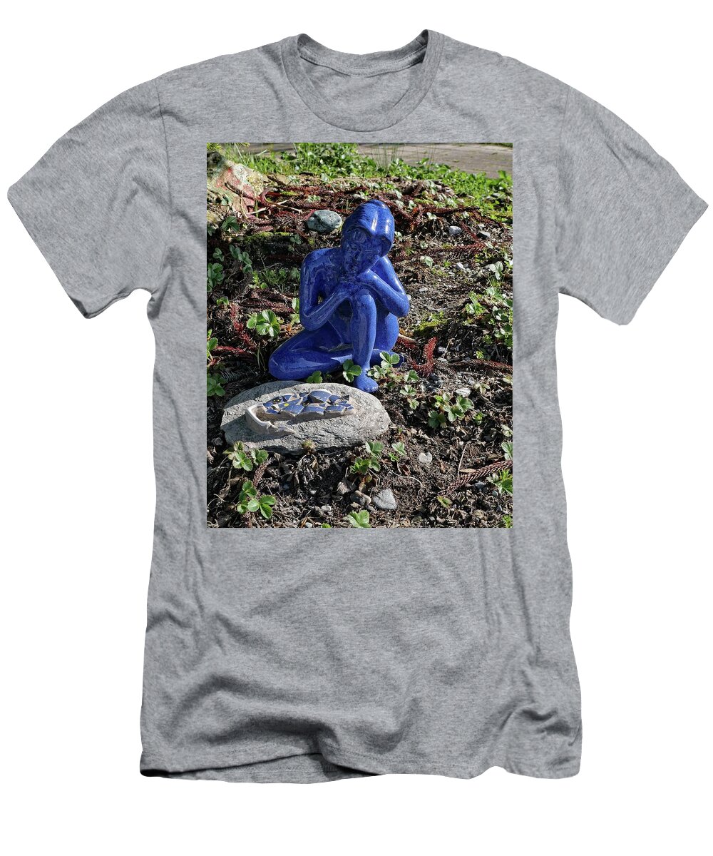 Blue T-Shirt featuring the photograph Blue statue by Martin Smith