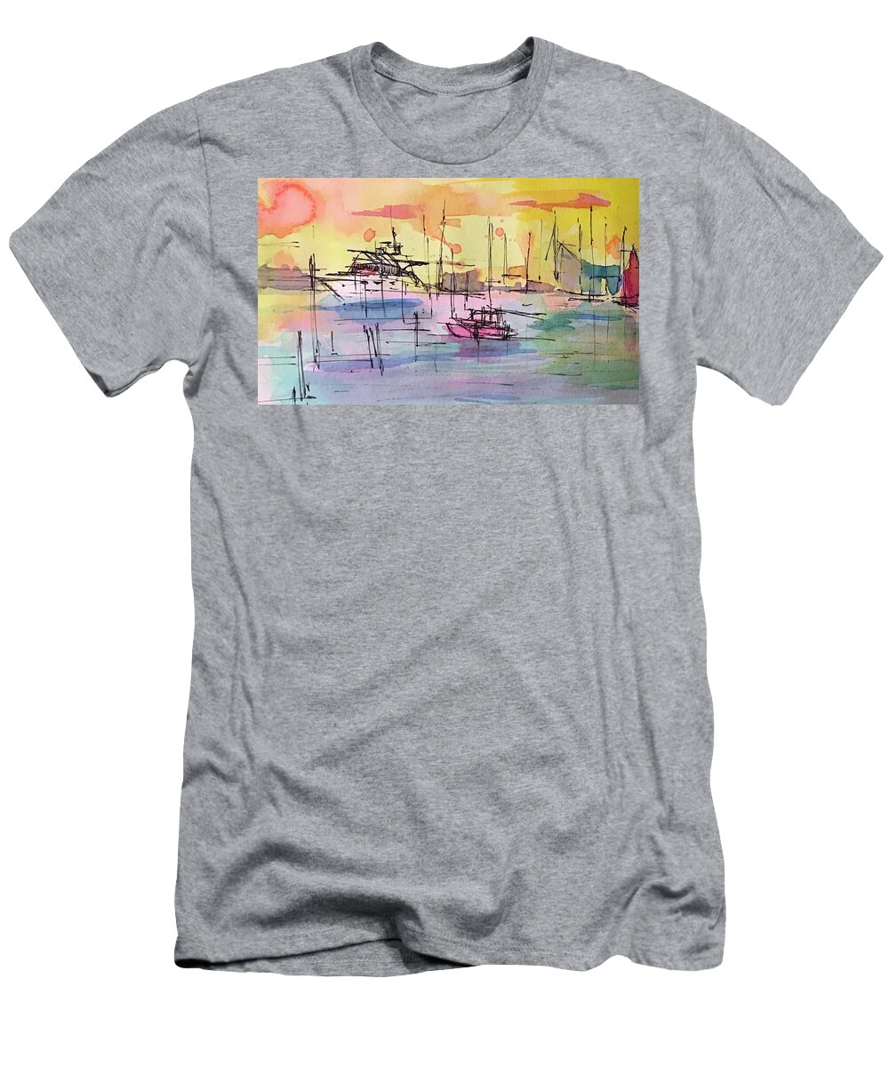 Boothbay T-Shirt featuring the drawing Boothbay 2 by Jason Nicholas