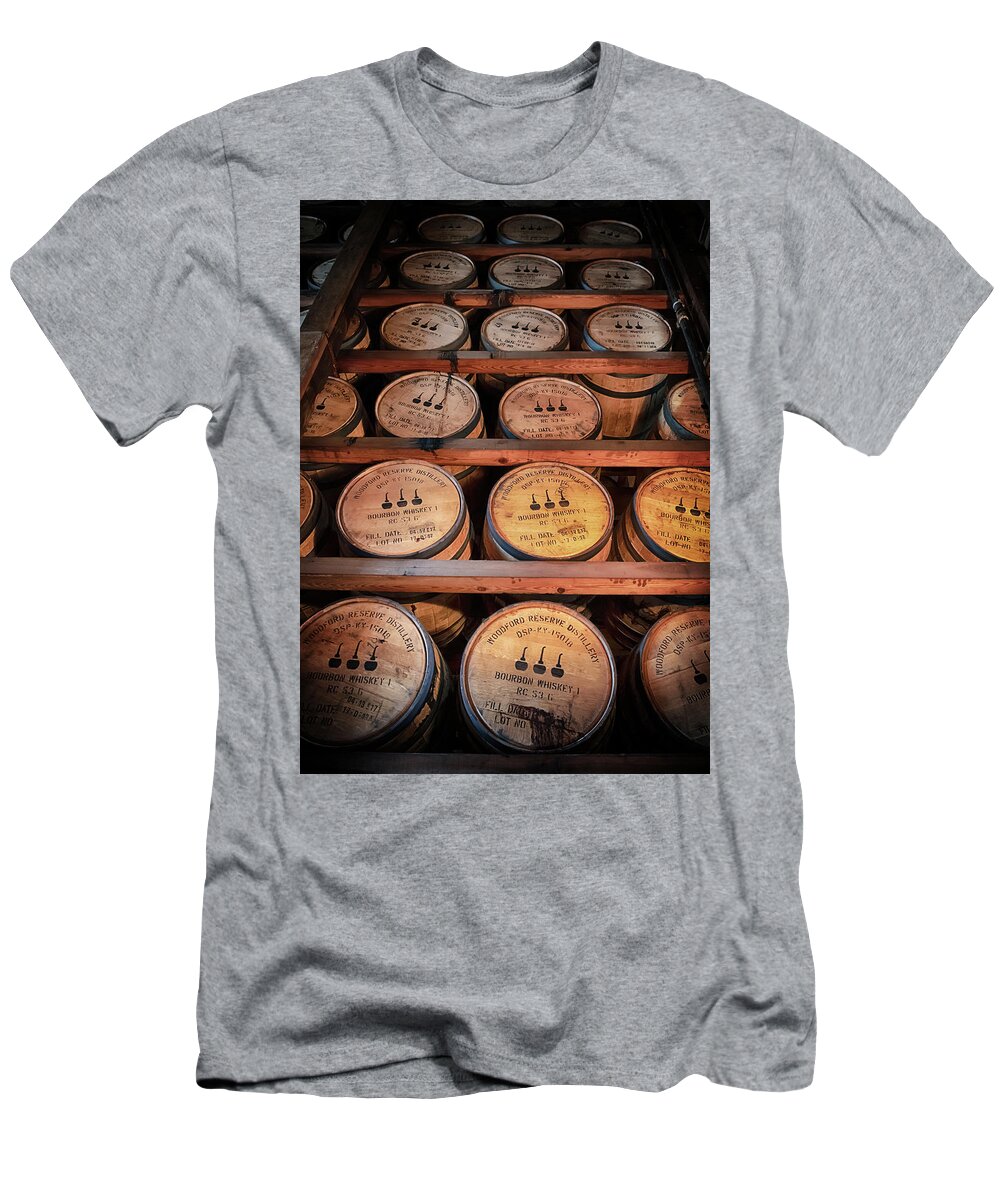 Bourbon T-Shirt featuring the photograph Bourbon Barrels in the Rick by Susan Rissi Tregoning