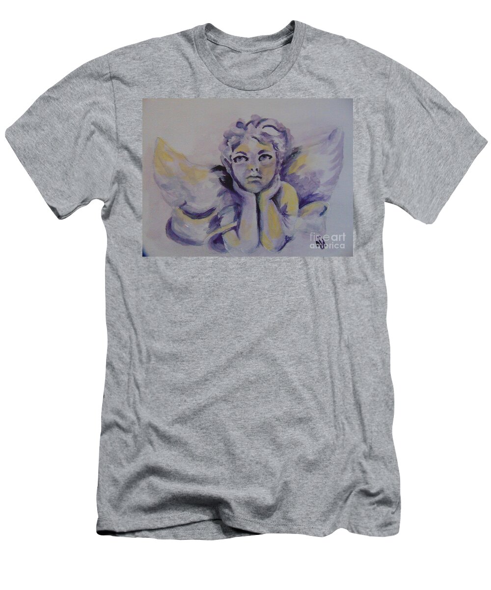 Angel T-Shirt featuring the painting Bradyn's Angel by Saundra Johnson