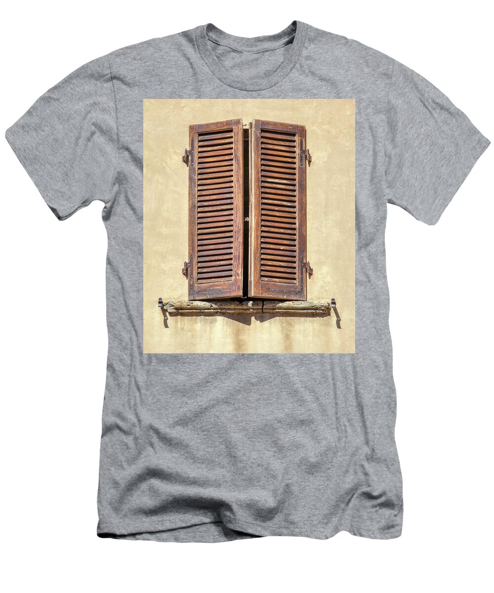 Window T-Shirt featuring the photograph Brown Window of Florence by David Letts