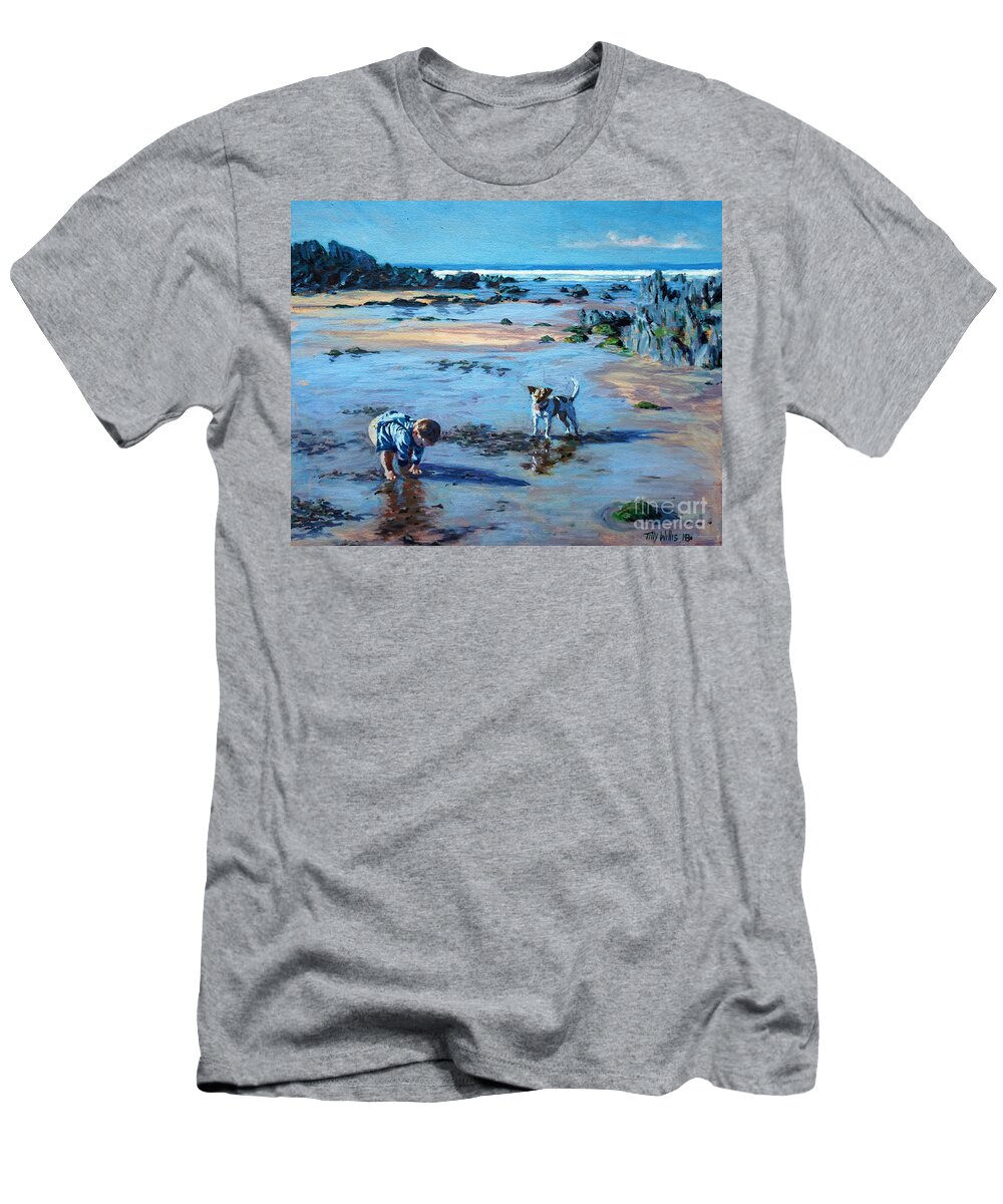 Buddies On The Beach T-Shirt featuring the painting Buddies on the Beach by Tilly Willis