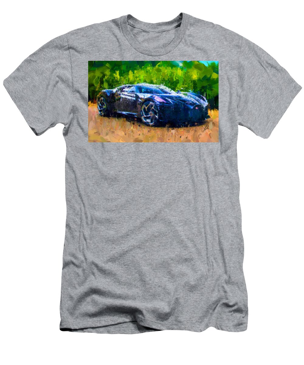 Impressionism T-Shirt featuring the painting Bugatti La Voiture Noire by Vart Studio