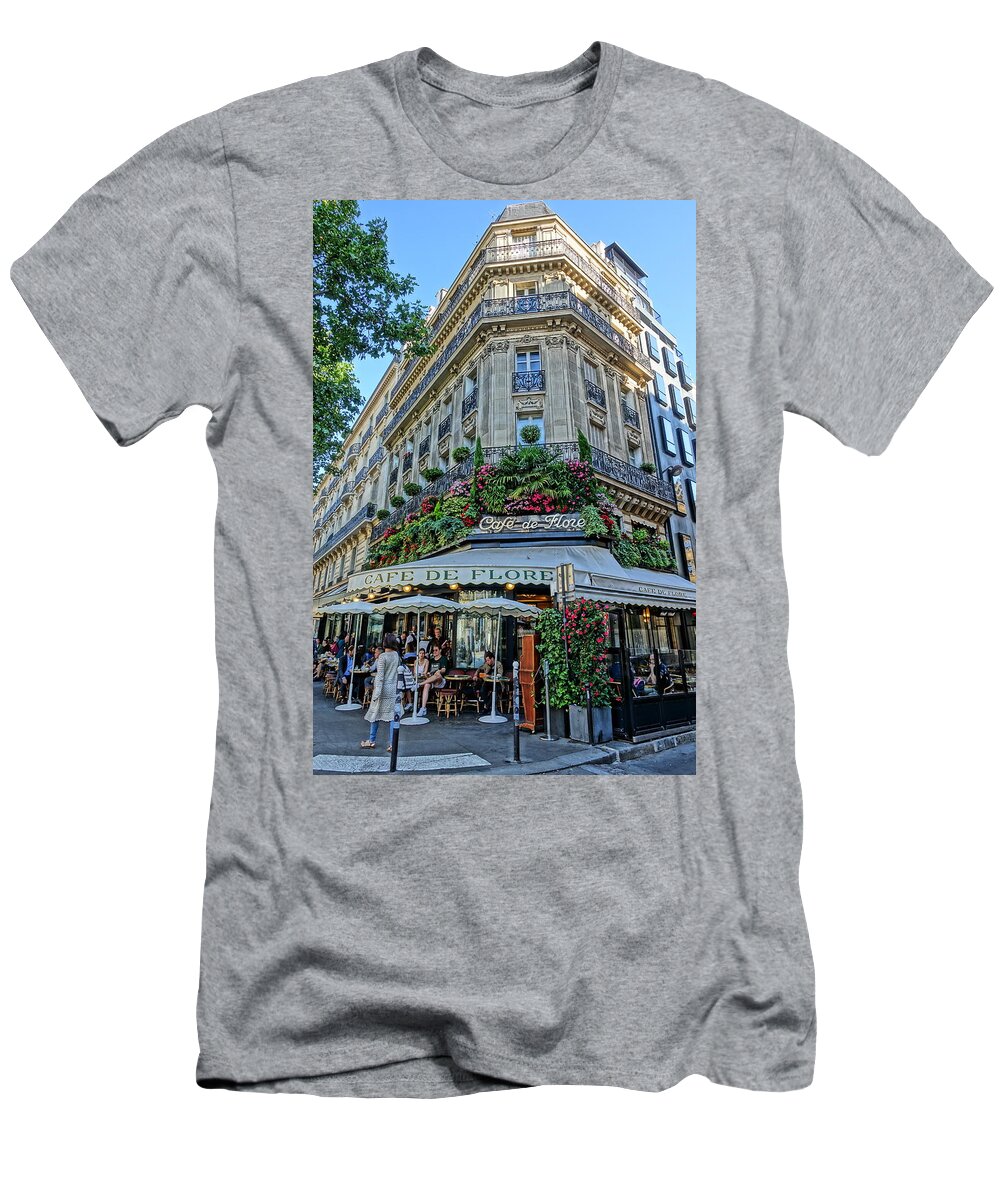 Cafe De Flore T-Shirt featuring the photograph Cafe de Flore in Paris by Patricia Caron