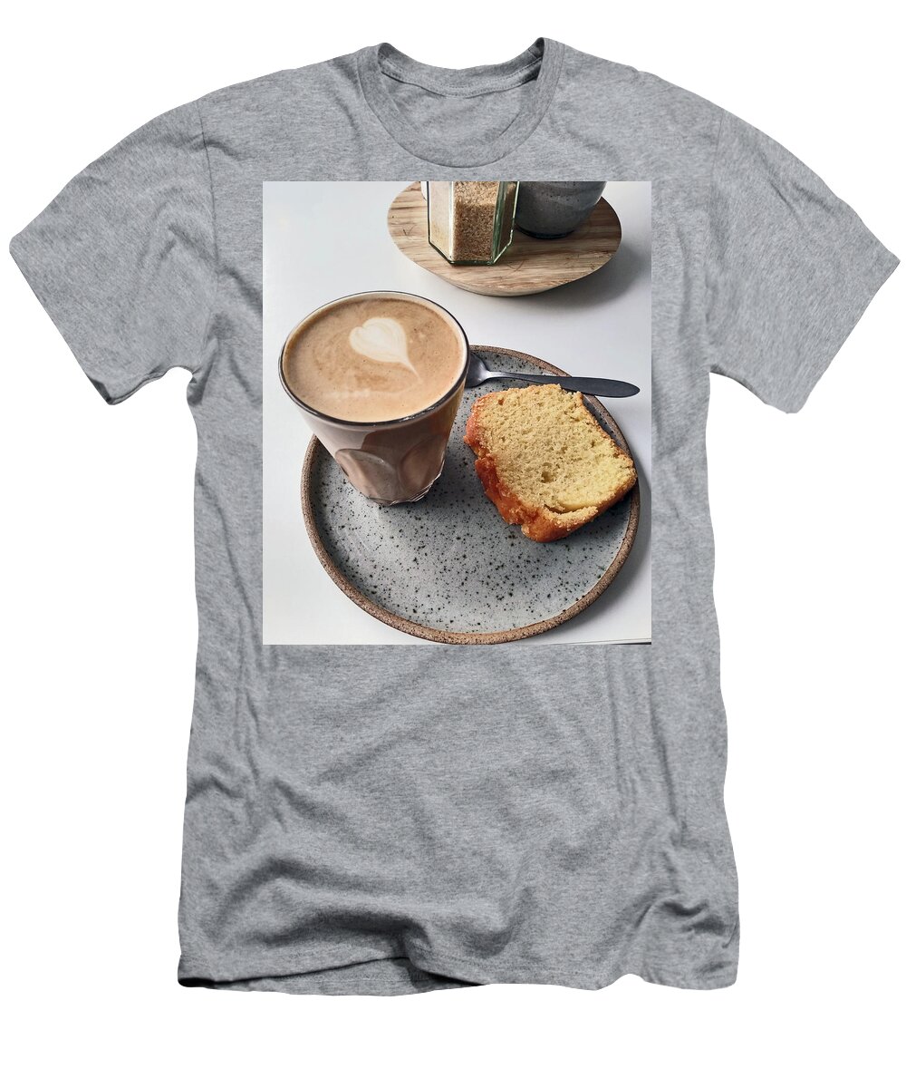  T-Shirt featuring the photograph CAFE. Latte and Cake. by Lachlan Main