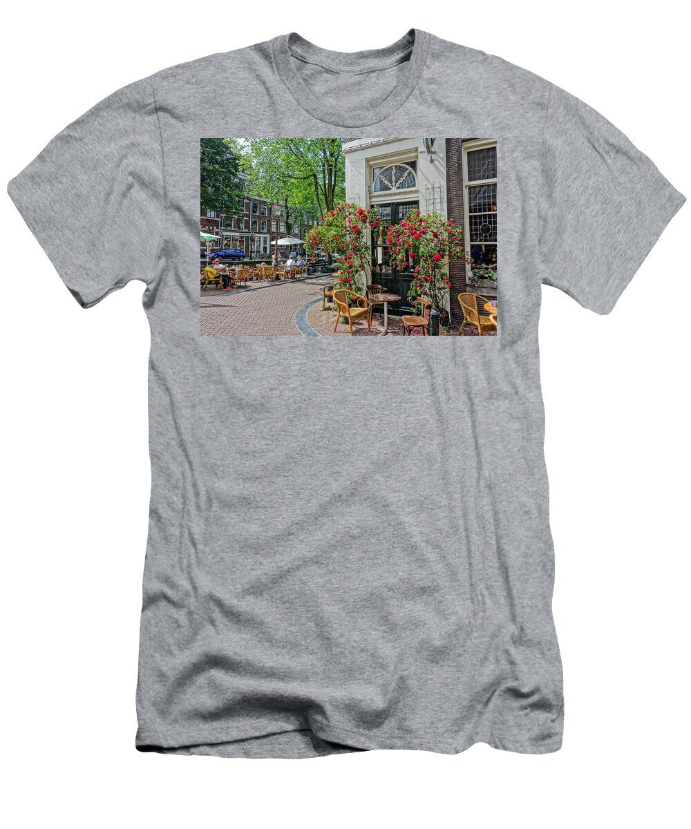 Cafe T-Shirt featuring the photograph Cafe t'Smalle Amsterdam by Patricia Caron