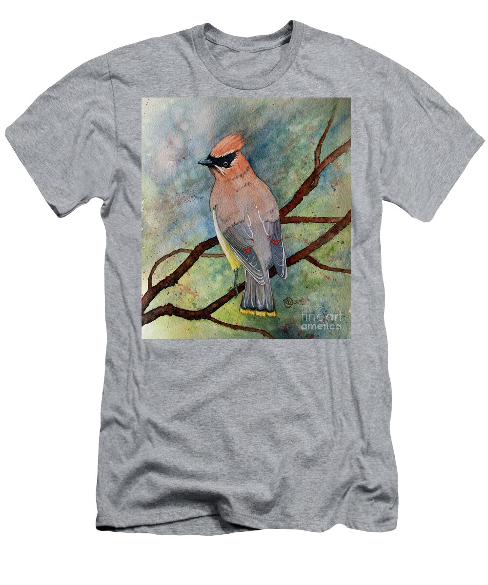Cedar Waxwing T-Shirt featuring the painting Cedar Waxwing by Rebecca Davis