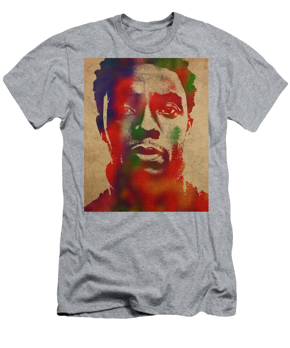 Chadwick Boseman Watercolor Portrait T-Shirt by Design Turnpike